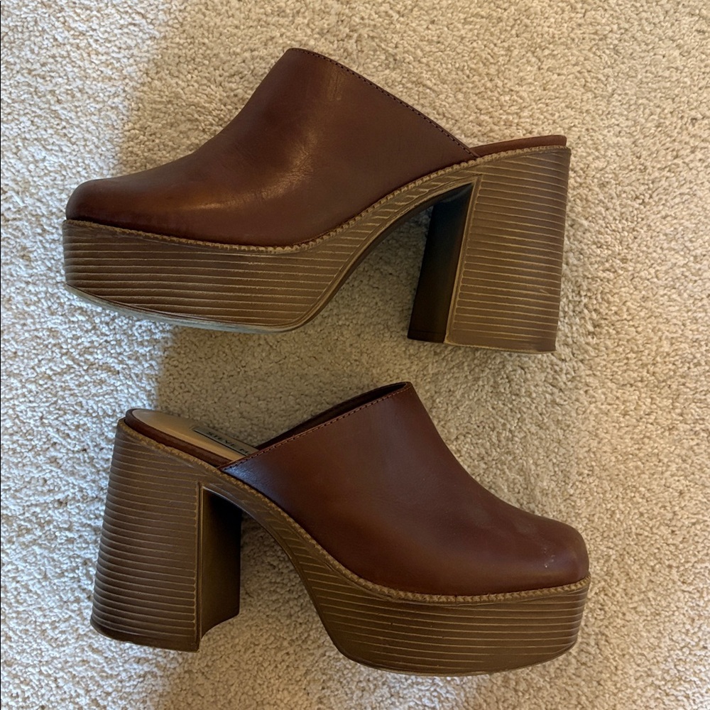 Steve Madden Brown Leather Heeled Mules